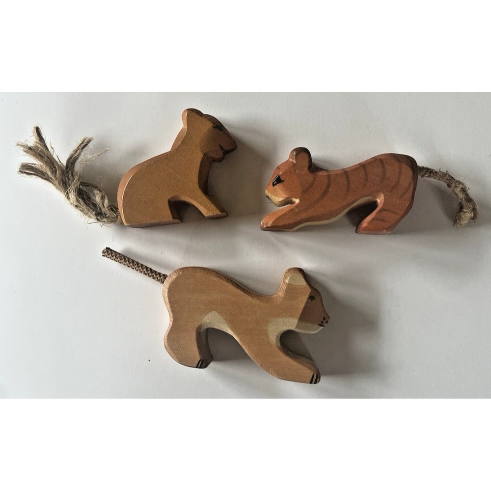 Holztiger Ostheimer Lion Cub Tiger Wooden Animal Lot Waldorf Montessori Toys